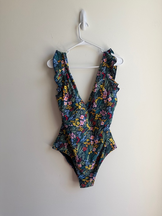 summersalt Other - summersalt Floral Ruffle One-Piece Swimsuit in Dark Green Multi